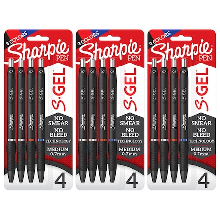 Sharpie S-Gel Gel Pens, Medium Point 0.7mm, Assorted Colors, 12PK 2096174